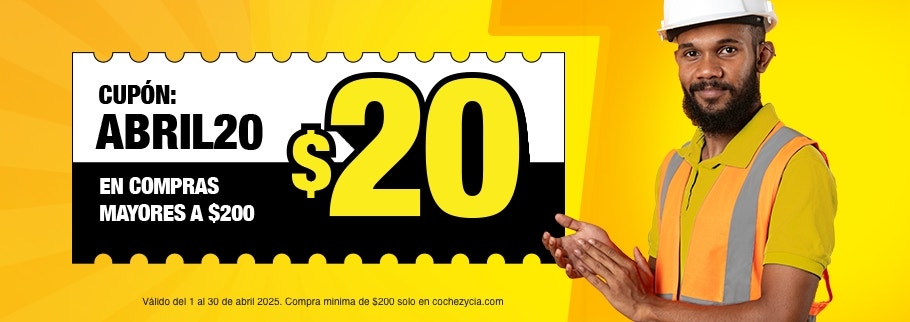 Cupón de $20.00 valido del 1 al 30 de abril 2025.