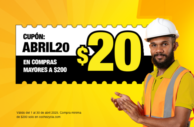 Cupón de $20.00 valido del 1 al 30 de abril 2025.