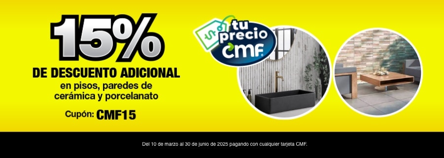 Cupón CMF15 valido del 10 al 30 de marzo 2025.