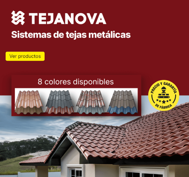 Tejas metálicas Tejanova en 8 colores diferentes para techos duraderos y estéticos.